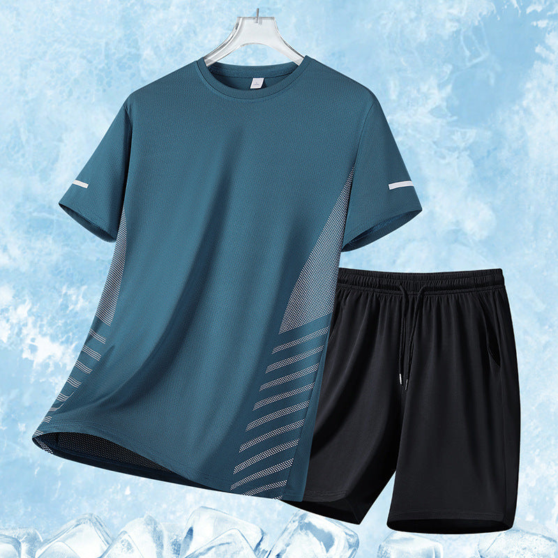Loose And High-elastic Quick-drying Sports Casual T-shirt Shorts Suit