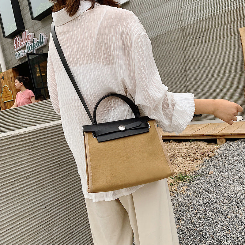 Large-capacity bag, versatile casual fashion, Hong Kong style, shoulder-slung handbag