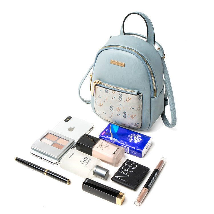 Fashion small printed zipper dual-use backpack