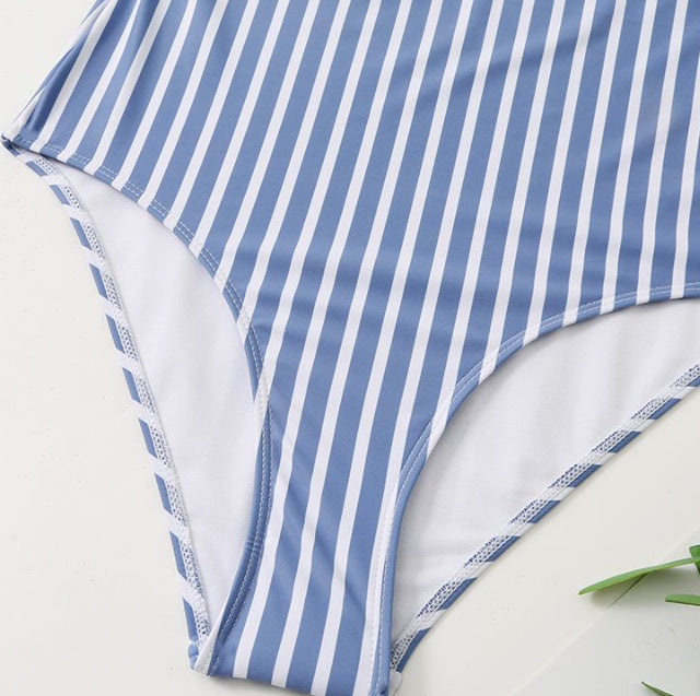 A Sexy Striped One-piece Bikini Woman From Europe And America