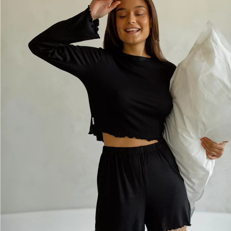 Long Sleeve Shorts Modal Autumn And Winter Round Neck Two-piece Homewear