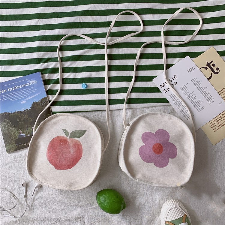 Small flower canvas bag female Japanese