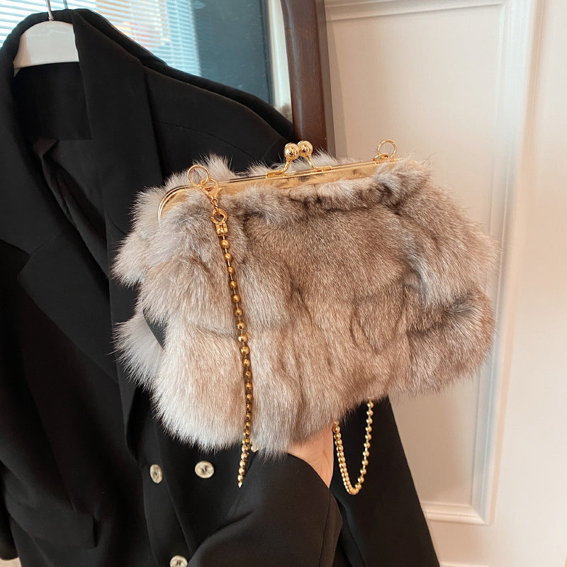 Imitation Fox Fur Women's Shoulder Bag