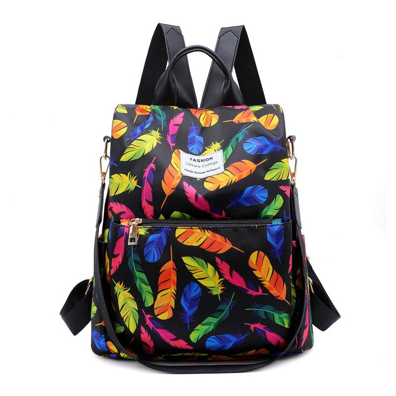 Chinese style Oxford anti-theft lady printed backpack