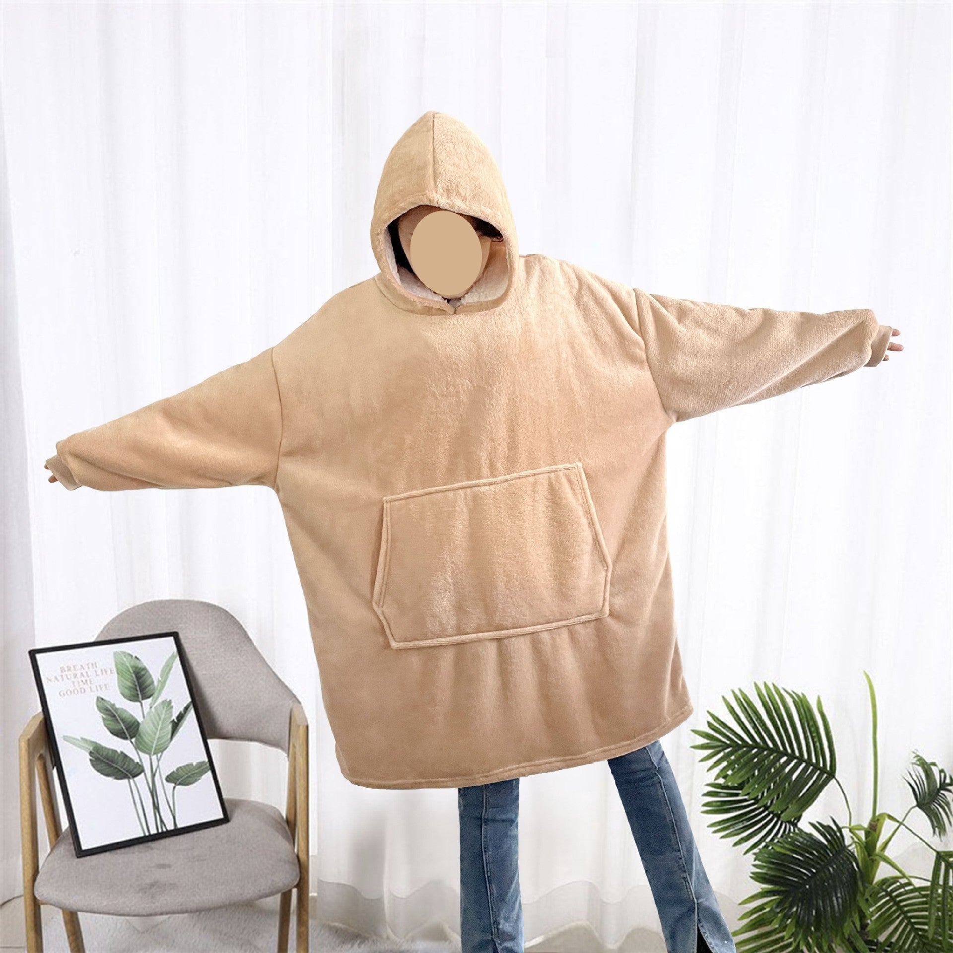 750g Home Fleece Hooded Nightgown Sweater