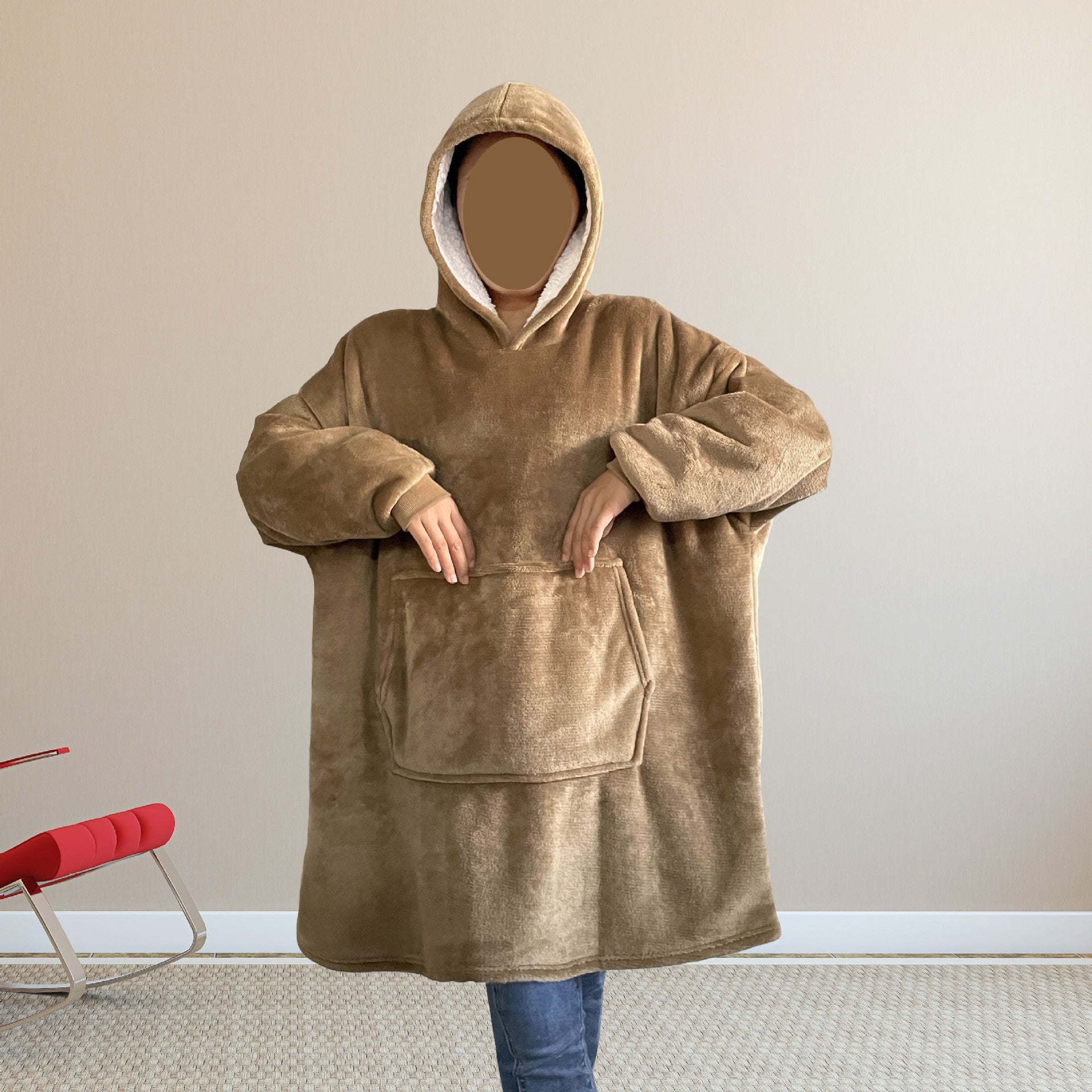 750g Home Fleece Hooded Nightgown Sweater