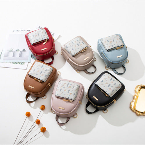 Fashion small printed zipper dual-use backpack