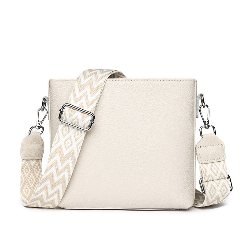 Solid Color Broadband One-shoulder Crossbody High Sense Simple Bucket Bag