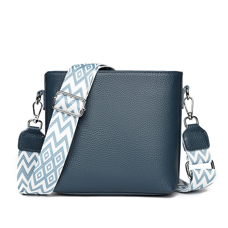 Solid Color Broadband One-shoulder Crossbody High Sense Simple Bucket Bag