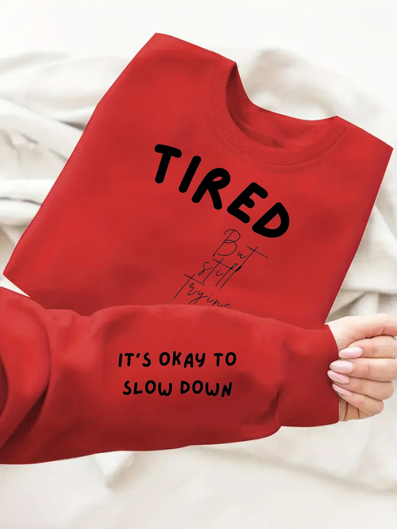 Vibrant Letter Print Crew Neck Sweatshirt Soft