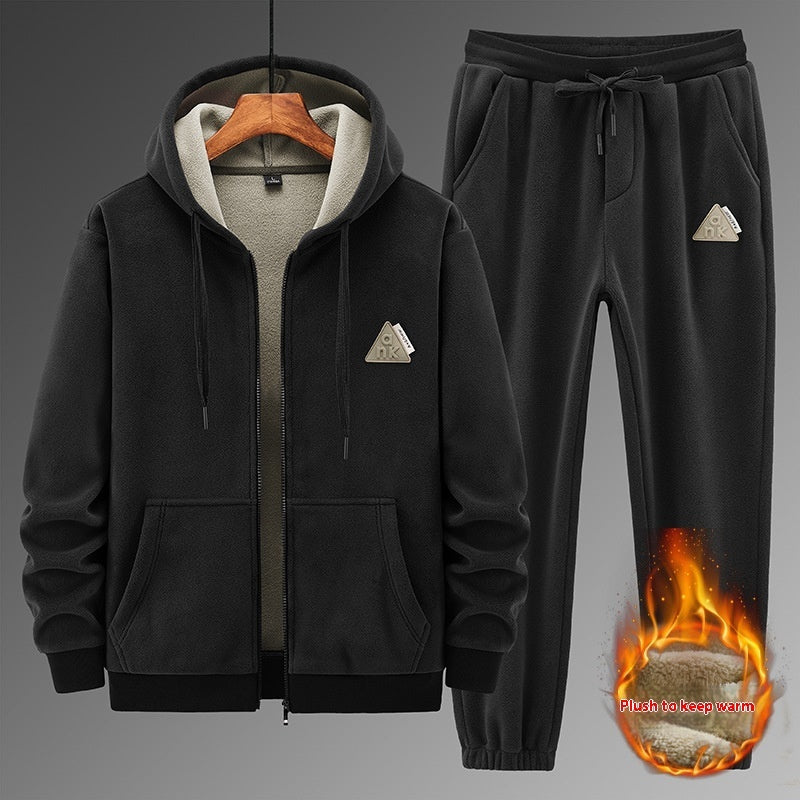 Cashmere Hooded Sweater Cotton Pants Casual Warm Keeping Sports Suit