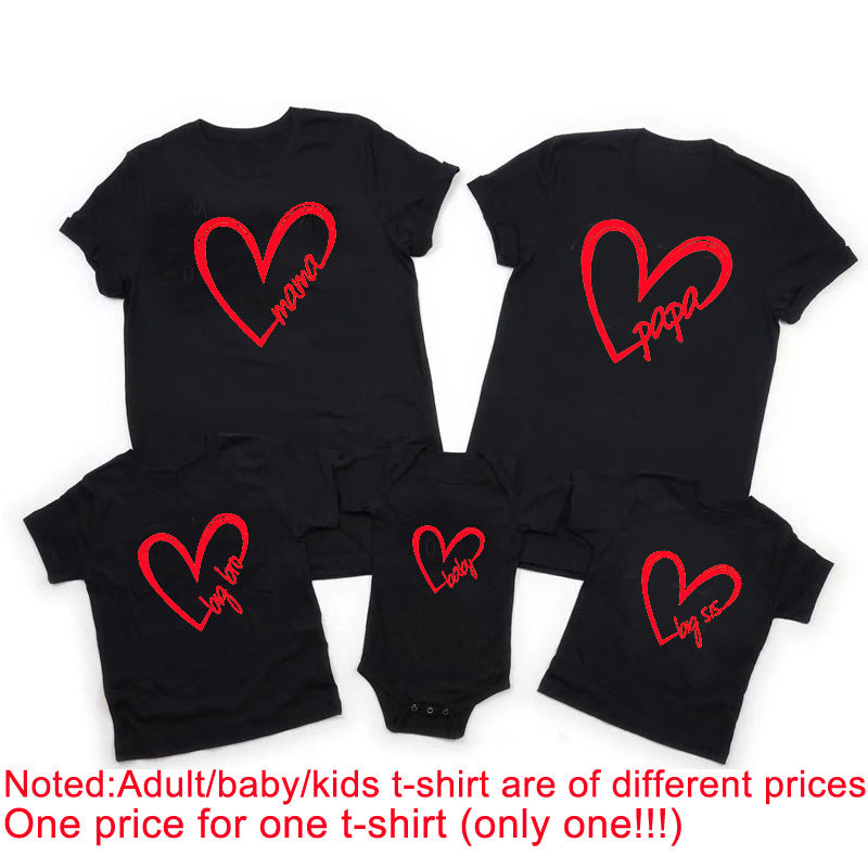 Love Type Papa Mama Big Sis Bro Family Wear Parent-child T-shirt Short Sleeve