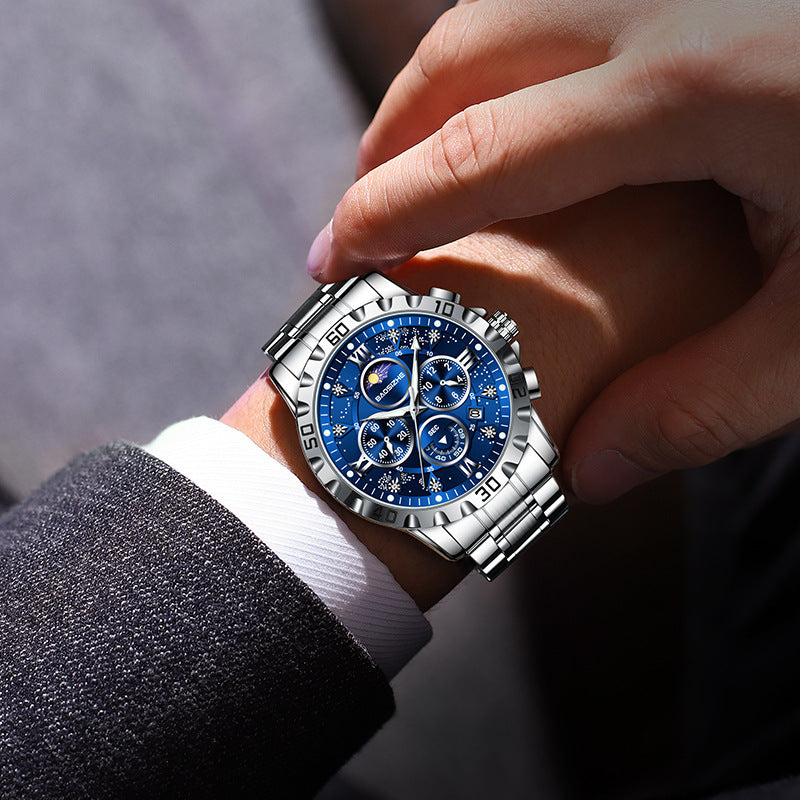 Dadrosser Men’s Waterproof Quartz Watch – Blue Dial, Business & Casual Style