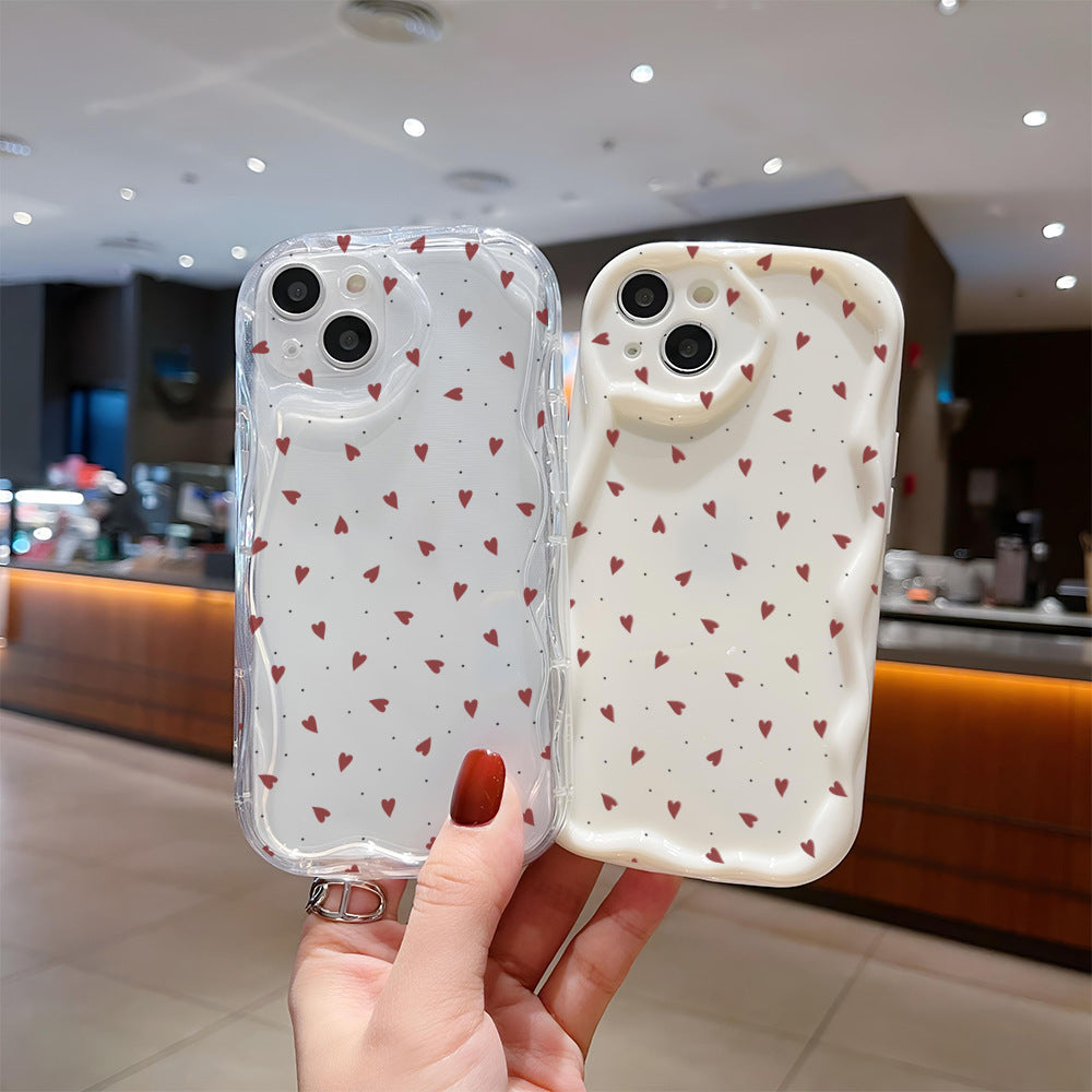 All-inclusive Painted Cream Pattern Heart Mobile Phone Shell