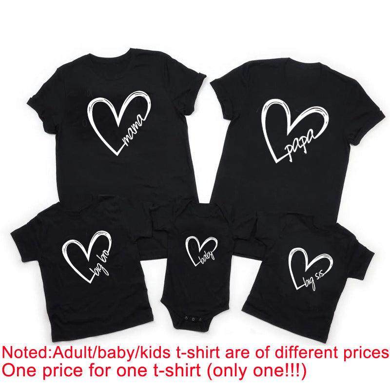 Love Type Papa Mama Big Sis Bro Family Wear Parent-child T-shirt Short Sleeve
