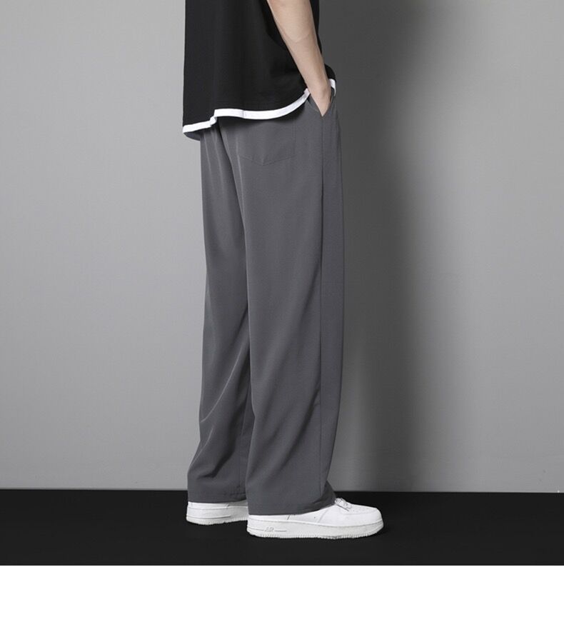 Pants Men's Thin Ice Silk Trousers Casual Trousers Straight Draping