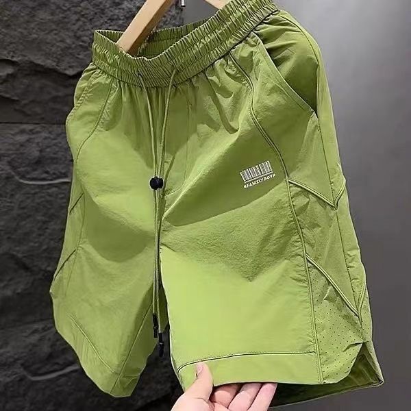 Trendy Embroidered Shorts Beach Ice Silk Breathable Casual