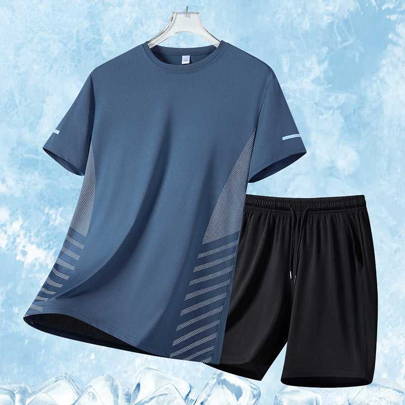 Loose And High-elastic Quick-drying Sports Casual T-shirt Shorts Suit