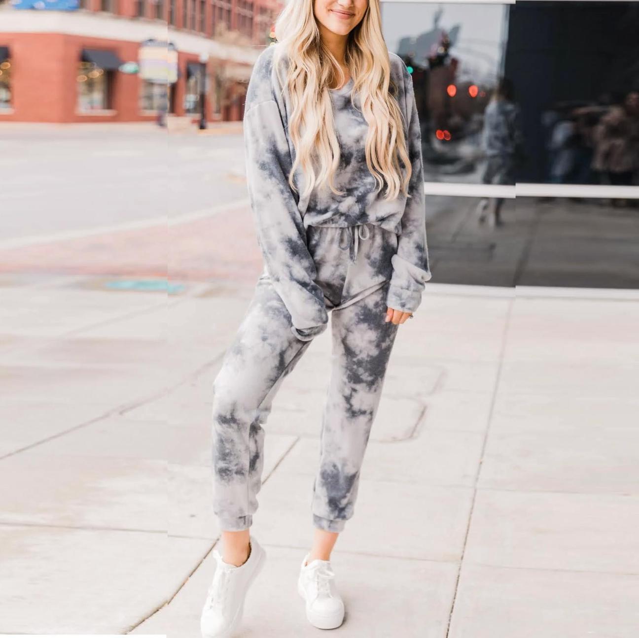 European And American Printing And Dyeing Home Pajamas Suit Women