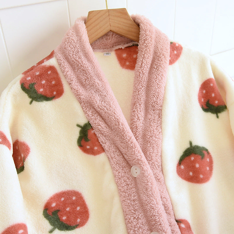 Home Wear Flannel Plus Size Women Winter Thickened Thermal Coral Fleece Suit
