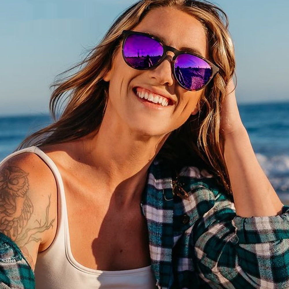 Round Frame Polarized Sunglasses Women's Street Shot Gradient Trendy Glasses