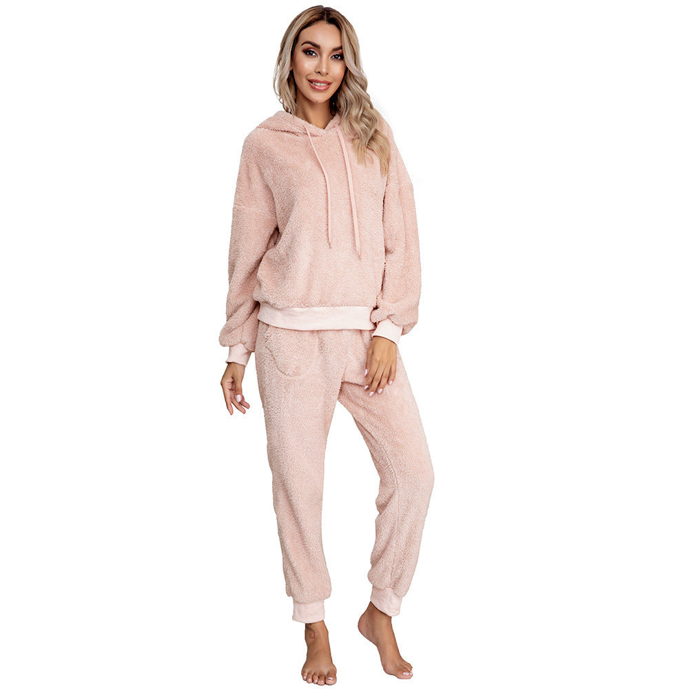 Double-sided Fleece Hooded Sweater Home Wear Casual Women's Fashion Suit Women