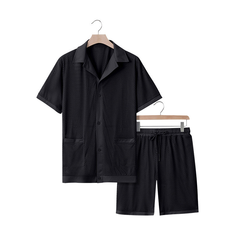 Design Beach Hawaii See-through Dress Short Sleeve Cardigan Shorts Suit