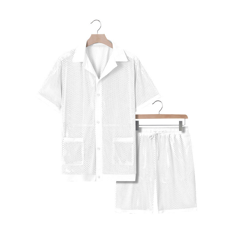 Design Beach Hawaii See-through Dress Short Sleeve Cardigan Shorts Suit