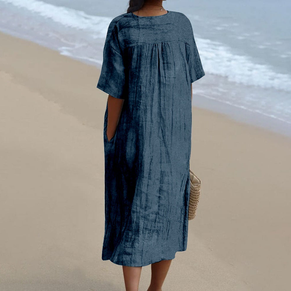 Women's Printed Short Sleeve Holiday Dress