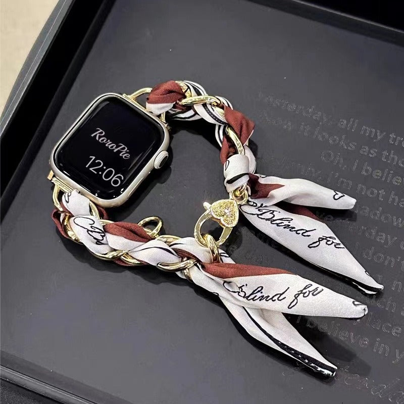 Stylish Scarf Band for Apple Watch – Chain Bracelet Strap for Women (Watch Not Included)