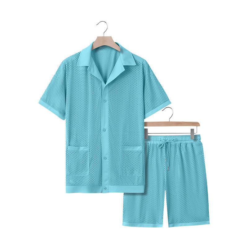 Design Beach Hawaii See-through Dress Short Sleeve Cardigan Shorts Suit