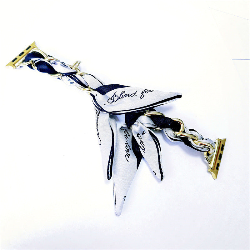 Stylish Scarf Band for Apple Watch – Chain Bracelet Strap for Women (Watch Not Included)