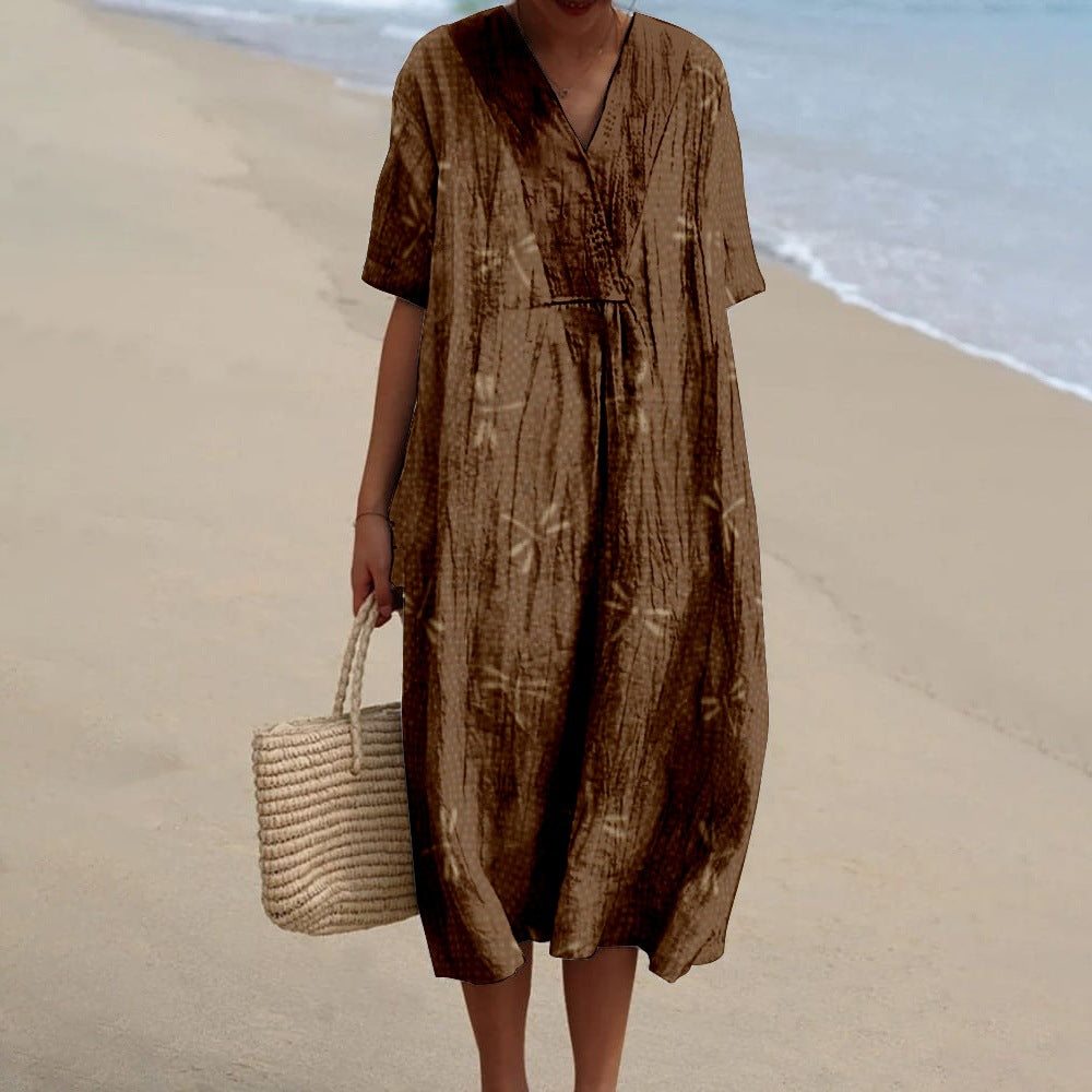 Women's Printed Short Sleeve Holiday Dress