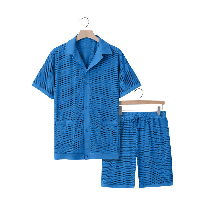Design Beach Hawaii See-through Dress Short Sleeve Cardigan Shorts Suit