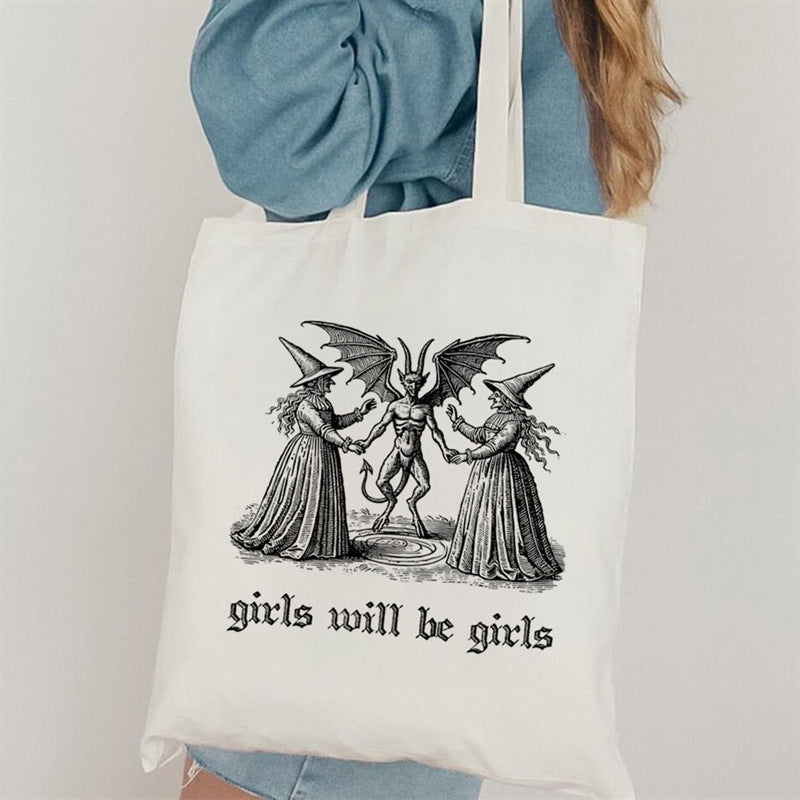 Creative All-match Printed Cute Portable Canvas Bag