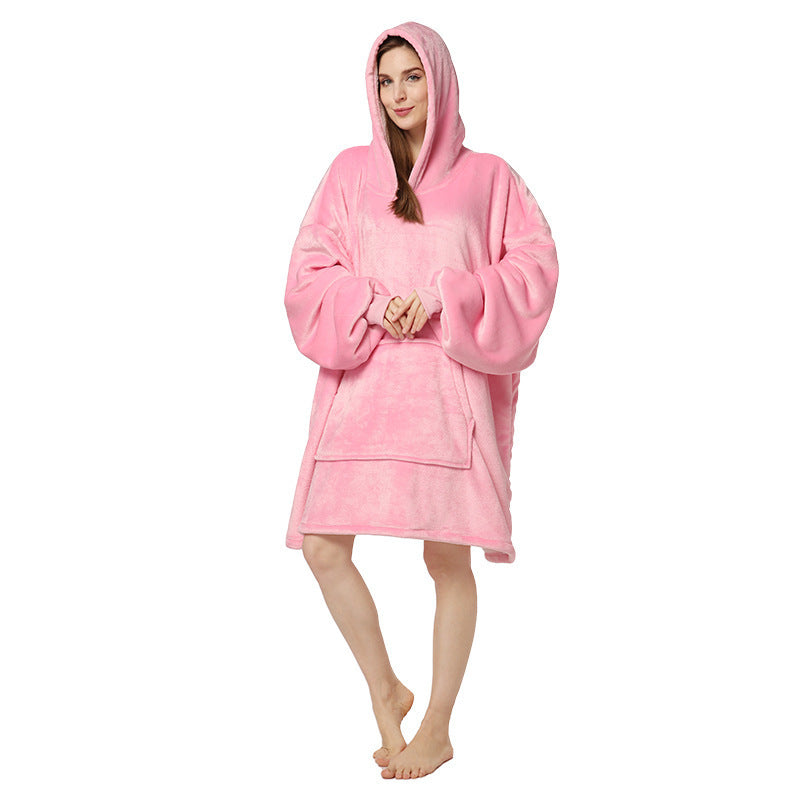 750g Home Fleece Hooded Nightgown Sweater