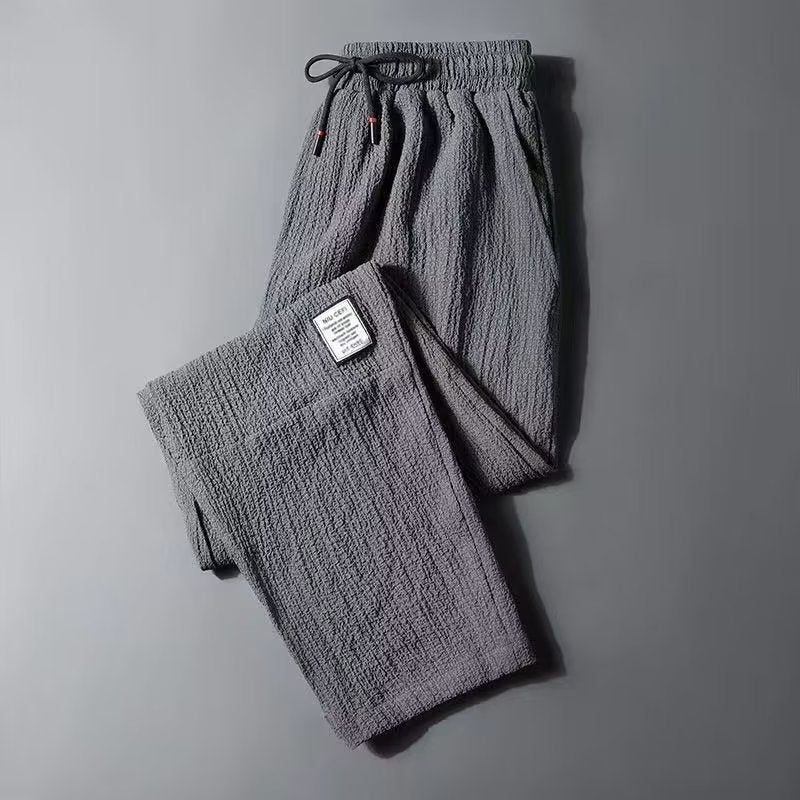 Straight Draping Effect Elastic Waist Quick-drying Casual Pants