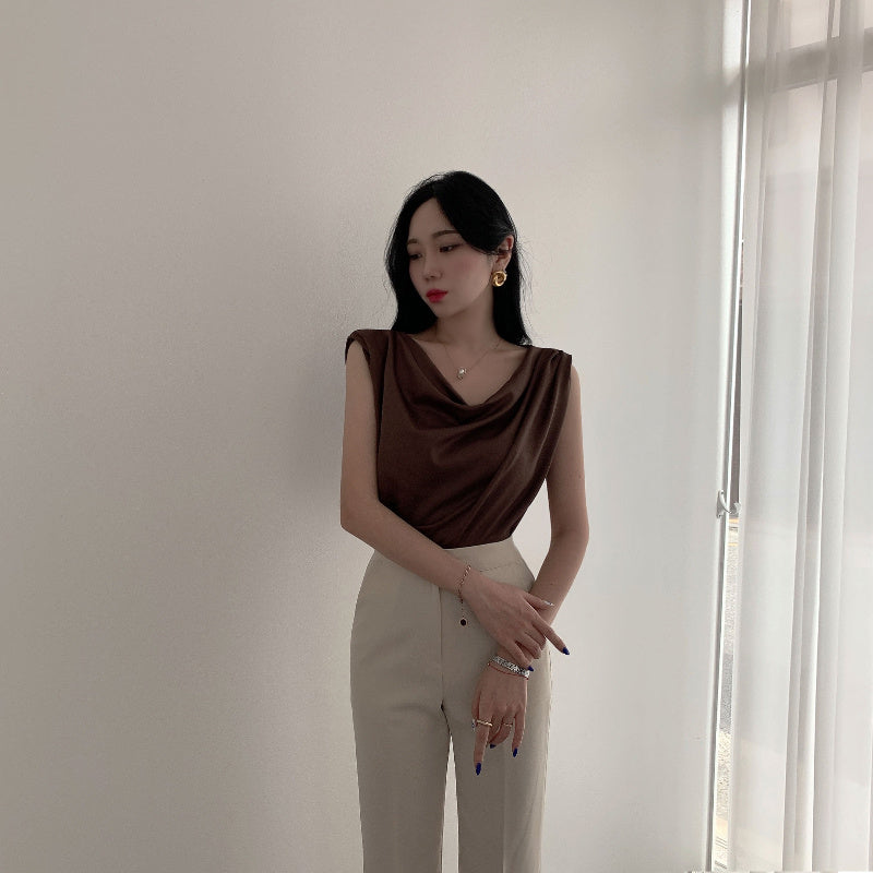 Off-shoulder Collar Design Loose Casual Short Sleeve Shirt Top