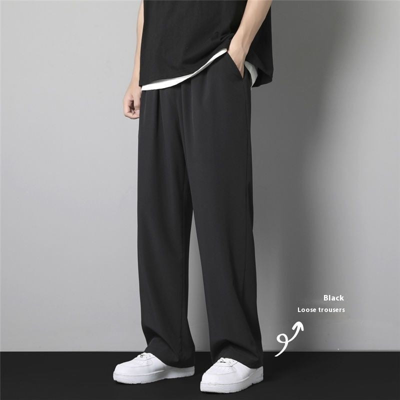 Pants Men's Thin Ice Silk Trousers Casual Trousers Straight Draping