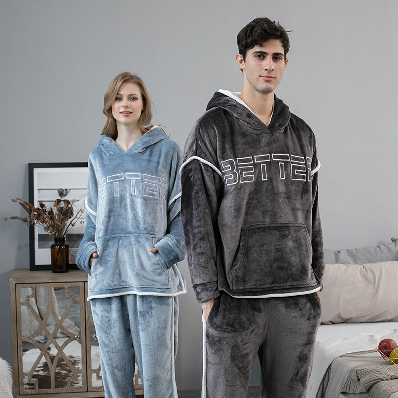 Flannel Couple Home Service Suit For Men And Women