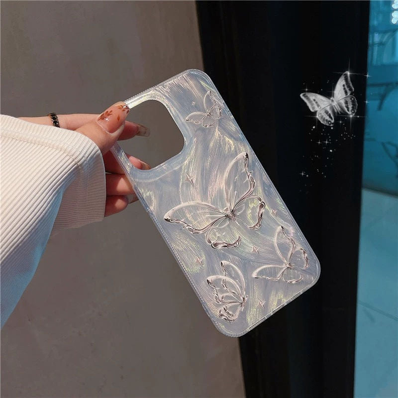 Butterfly Mobile Phone Hard Feeling Anti-silver Fall Feather Yarn