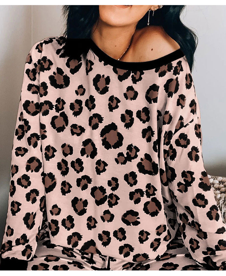 Leopard Print Home Service 2-piece Set Women
