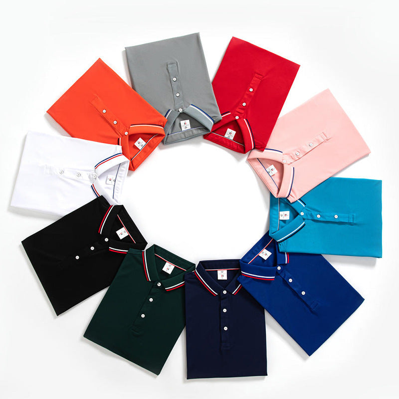 Simple Polo Shirt Short Sleeve Striped Lapel