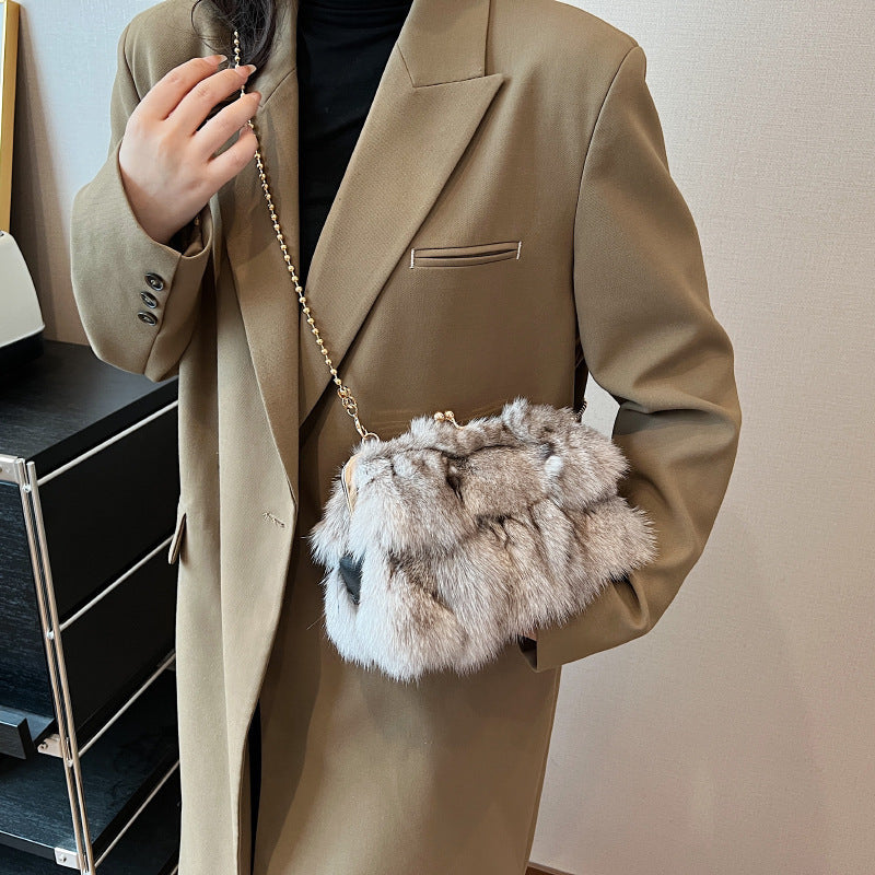 Imitation Fox Fur Women's Shoulder Bag