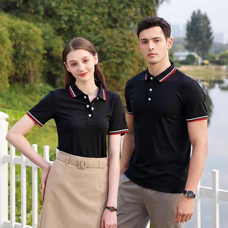 Simple Polo Shirt Short Sleeve Striped Lapel