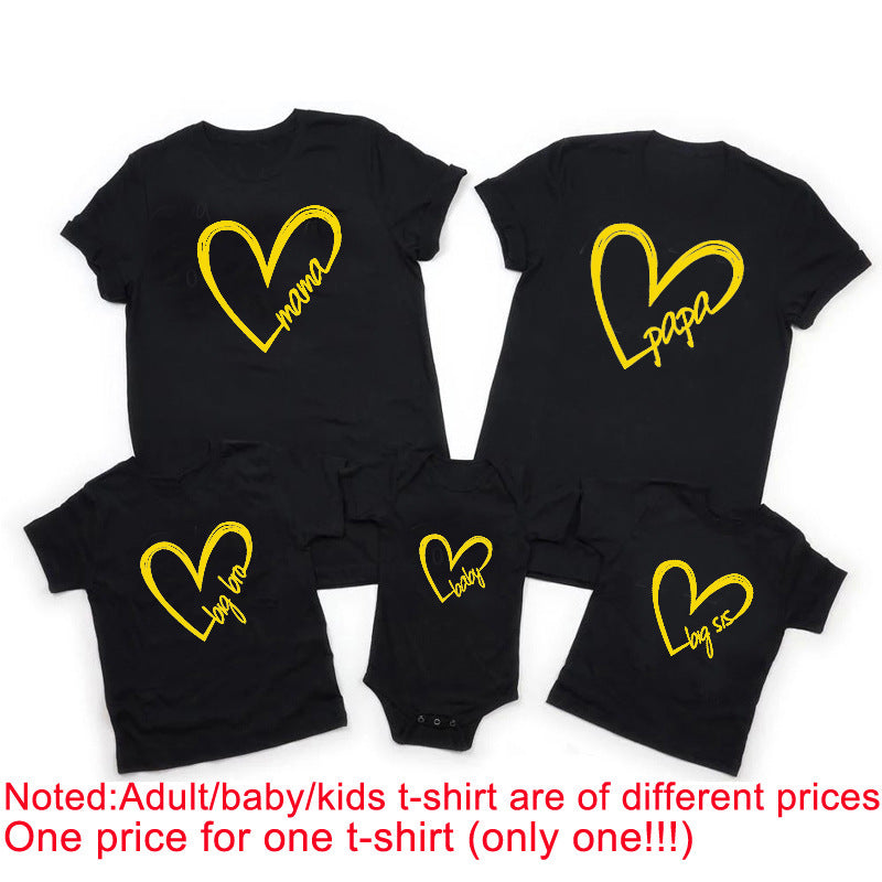 Love Type Papa Mama Big Sis Bro Family Wear Parent-child T-shirt Short Sleeve