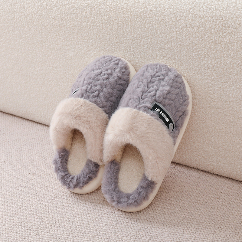 Cute Home Indoor Floor Plush Bow Cotton Slippers Women