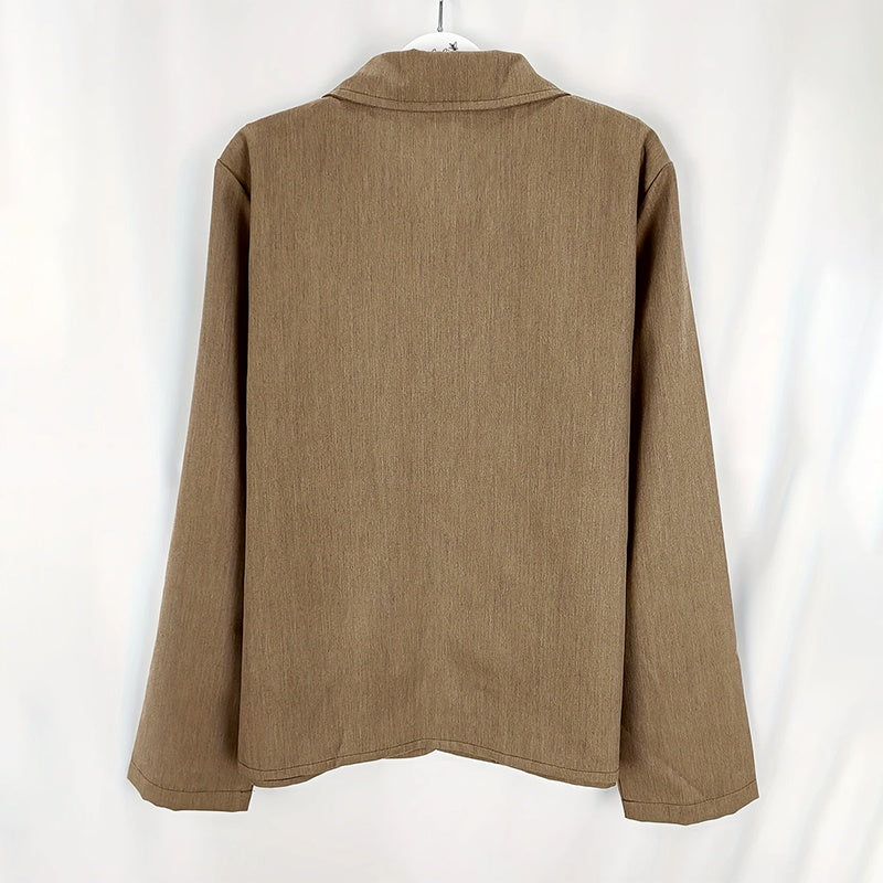 Women's Casual Long Sleeve Shirt - Solid Color Button-Down Shirt With Turn-Down Collar For Spring&Fall