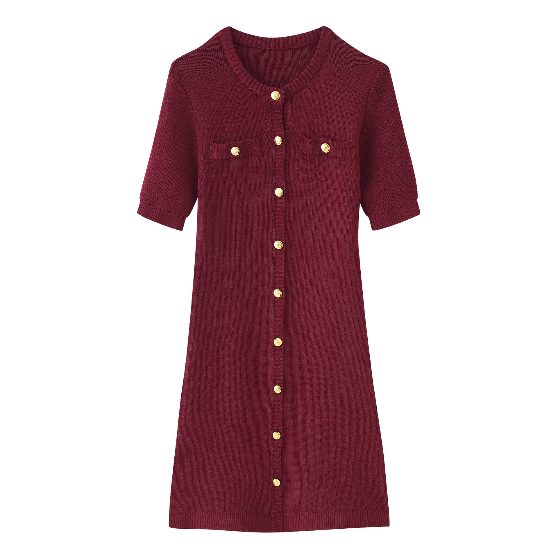 Women's Fashion Front Button Rib Knit Dress