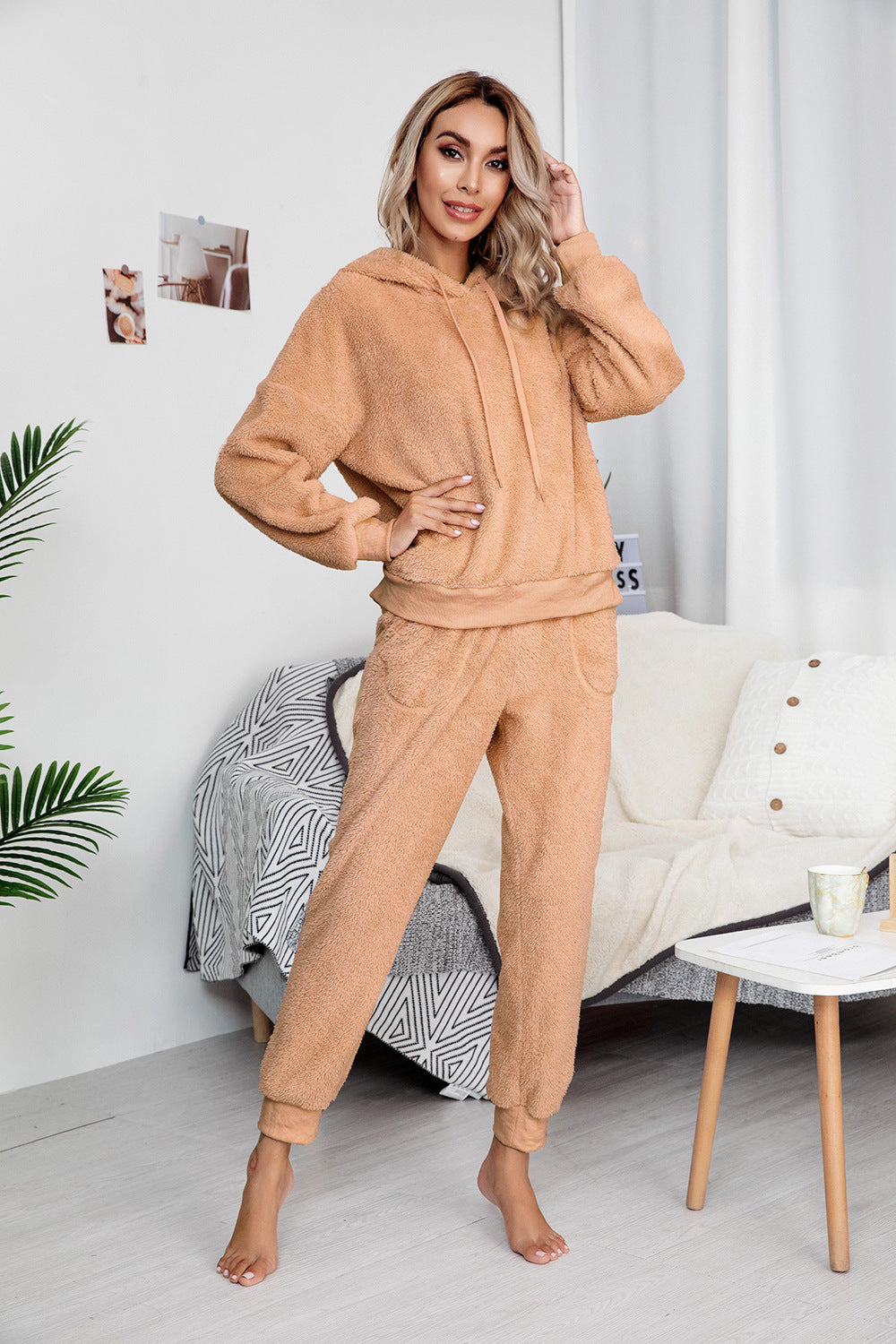 Double-sided Fleece Hooded Sweater Home Wear Casual Women's Fashion Suit Women